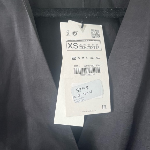 NWT Zara long sleeve black satin effect dress - Picture 3 of 4